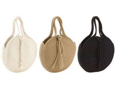 Sac rond en corde de coton et jute (Beige)