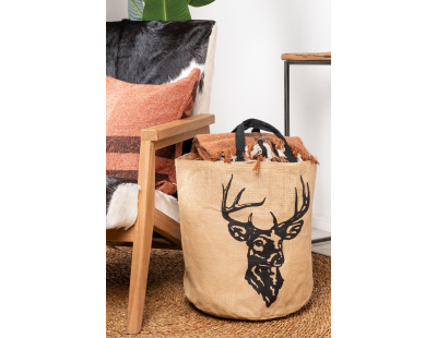Sac rond en jute naturel plastifié (Cerf)