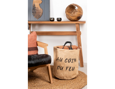 Sac rond en jute naturel plastifié (Au coin du feu)