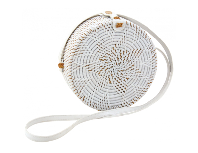 Sac rond en rotin piqué