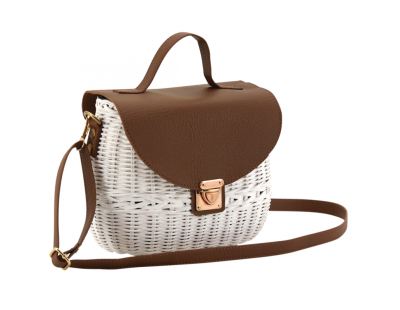 Sac en rotin laqué et cuir