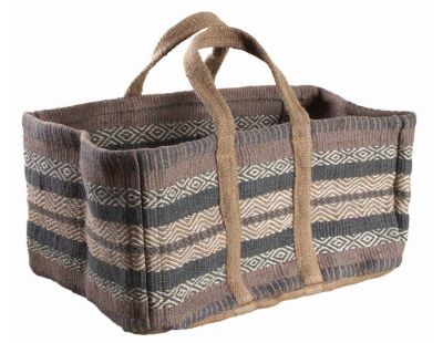 Sac à bûches en toile de jute épaisse Pampa (Beige et gris)
