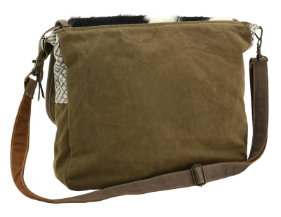 Sac à bandoulière en coton et peau de vache