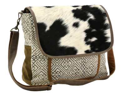 Sac à bandoulière en coton et peau de vache