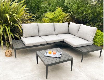 Salon d'angle de jardin 4 places en aluminium Ankara