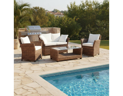 Salon en bananier et acajou Célèbes