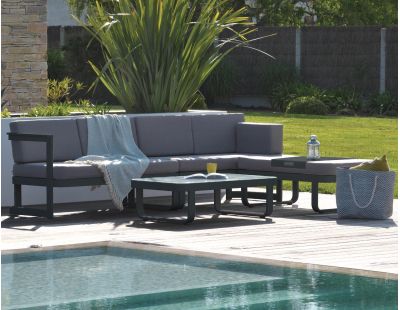 Salon bas de jardin 6 places en aluminium Barcelona (Gris anthracite)