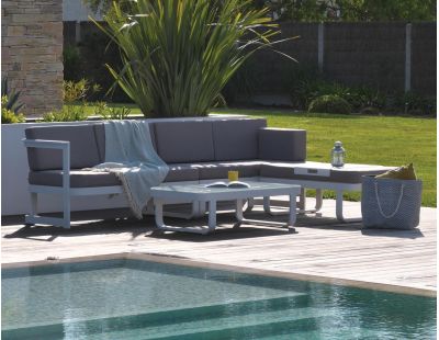 Salon bas de jardin 6 places en aluminium Barcelona (Blanc)