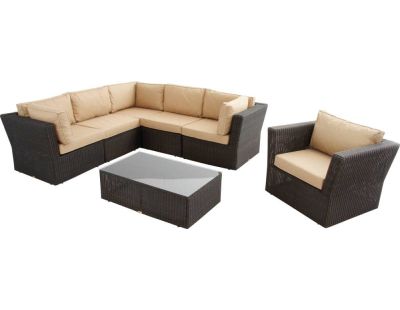 Salon de jardin Cosy 7 pièces en polyrésine mordorée