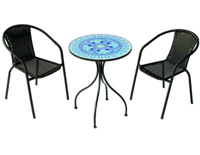 Salon de jardin en acier plateau mosaïque 2 personnes (Berna)