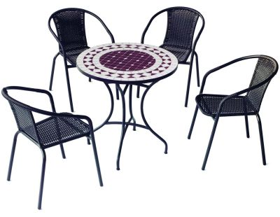 Salon de jardin en acier plateau mosaïque 4 personnes (Oran)