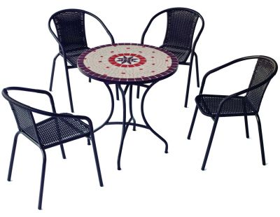 Salon de jardin en acier plateau mosaïque 4 personnes (Sicilia)