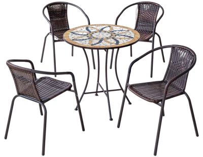 Salon de jardin en acier plateau mosaïque 4 personnes (Bora)