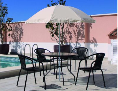 Salon de jardin en acier plateau en verre trempé (Sulam)