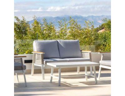 Salon de jardin en aluminium Casablanca (Blanc et gris)