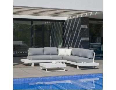Salon de jardin en aluminium canapé d'angle  Anastacia (Blanc)