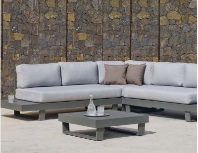 Salon de jardin en aluminium canapé d'angle  Anastacia (Anthracite)