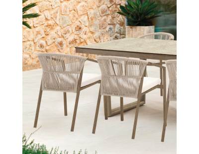 Salon de jardin en aluminium imitation bois 6 personnes Masai