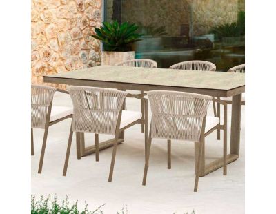 Salon de jardin en aluminium imitation bois 6 personnes Masai