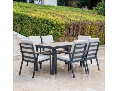 Salon de jardin en aluminium 6 personnes Turquia (Anthracite et beige)