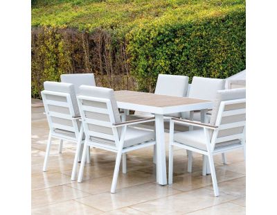Salon de jardin en aluminium 6 personnes Turquia (Blanc et beige)