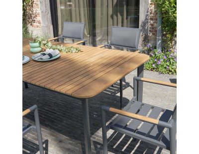 Salon de jardin en aluminium et teck 6 personnes Piana