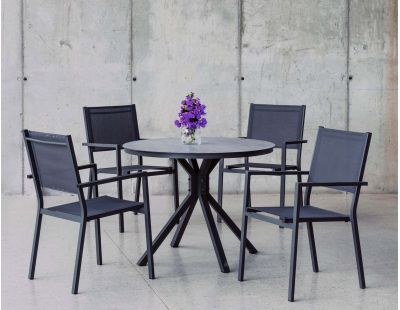 Salon de jardin en aluminium et textilène Giglio (Anthracite)