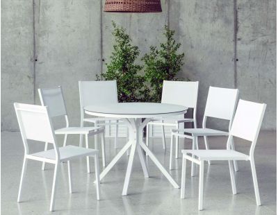 Salon de jardin en aluminium et textilène Giglio (Blanc)