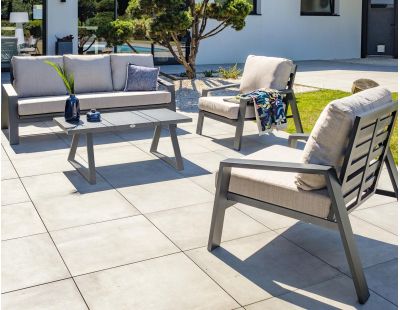 Salon de jardin bas 5 places en aluminium Ibiza (Gris anthracite)