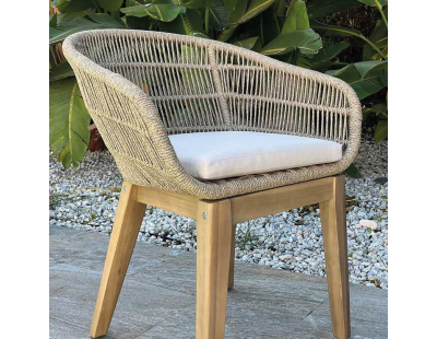 Salon de jardin en bois et cordes tressées 4 personnes Polinesia