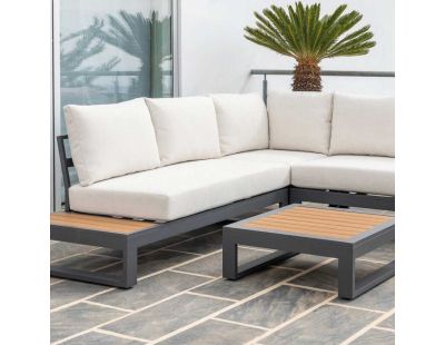 Salon de jardin détente en aluminium Berlin (Anthracite et blanc cassé)