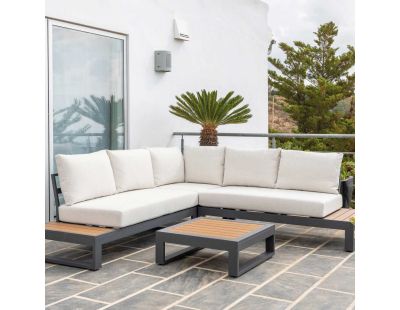 Salon de jardin détente en aluminium Berlin (Anthracite et blanc cassé)