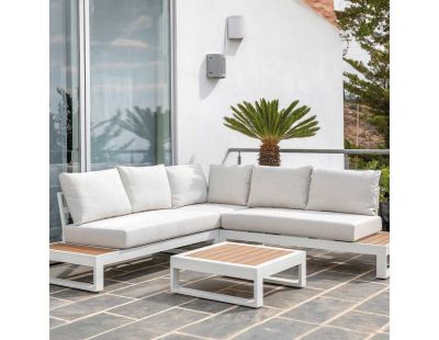 Salon de jardin détente en aluminium Berlin (Blanc et blanc cassé)