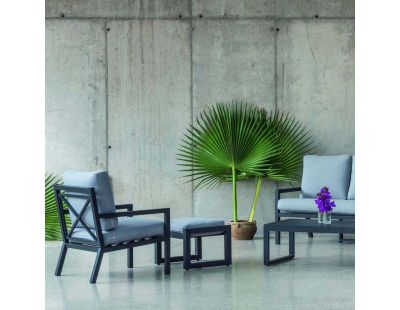 Salon de jardin détente en aluminium anthracite 5 places Dounvil
