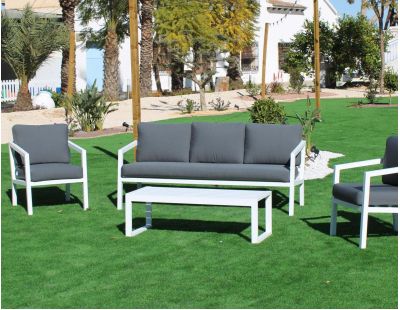 Salon de jardin détente en aluminium blanc Acapulco