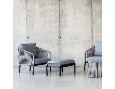 Salon de jardin détente en aluminium et cordes 4 places Yina