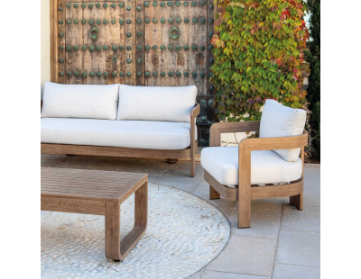 Salon de jardin détente en aluminium imitation bois Corcega