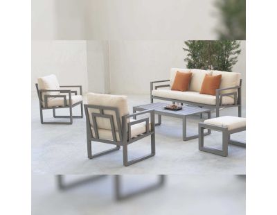 Salon de jardin détente en aluminium 5 places Senia (Sans repose-pieds)