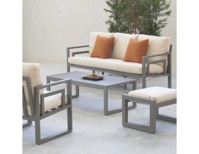 Salon de jardin détente en aluminium 5 places Senia (Sans repose-pieds)