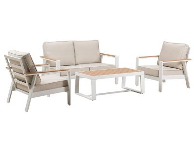 Salon de jardin détente en aluminium 4 places Turquia (Blanc et gris)