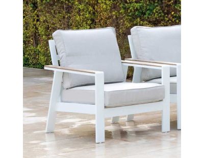 Salon de jardin détente en aluminium 5 places Turquia (Blanc et gris)