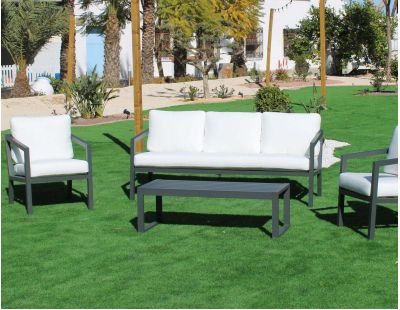 Salon de jardin détente luxe anthracite Acapulco (Canapé 3 places + 2 fauteuils)
