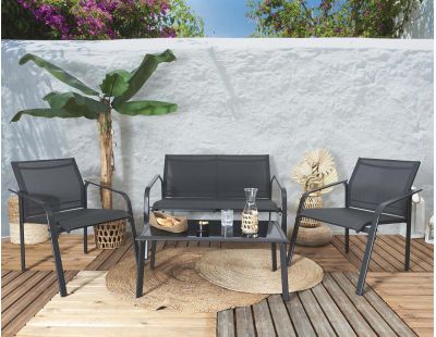 Salon de jardin détente en métal 4 personnes Naxos