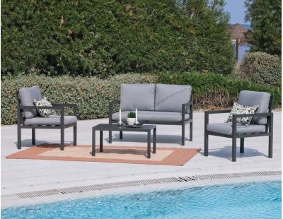 Salon de jardin détente  4 personnes Mandalay (Anthracite)