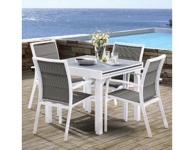 Salon de jardin moderne 4 personnes Modulo (Blanc)