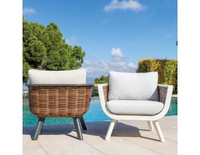 Salon de jardin sofa en aluminium et résine tressée Sudan (Anthracite et beige clair)