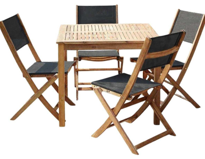 Salon de jardin avec table carrée en acacia Bilbao (Noir)