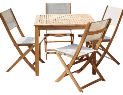 Salon de jardin avec table carrée en acacia Bilbao (Gris)