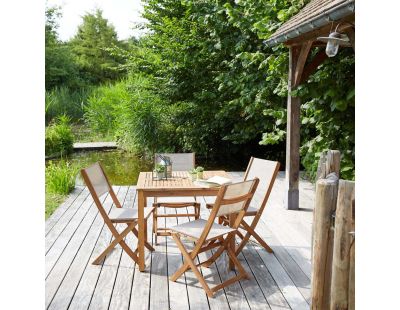 Salon de jardin avec table carrée en acacia Bilbao (Gris)