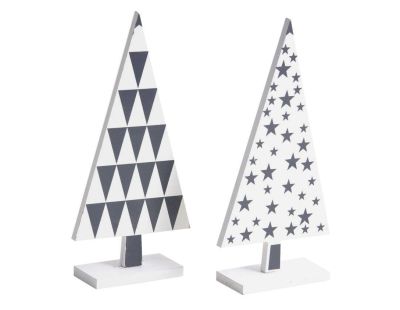 Sapin en bois laqué à motifs (Lot de 6)
